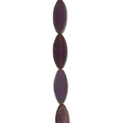 20x9mm Purple Opaline with Picasso Finish Pointed Oval Czech Glass Beads from Raven's Journey - Goody Beads