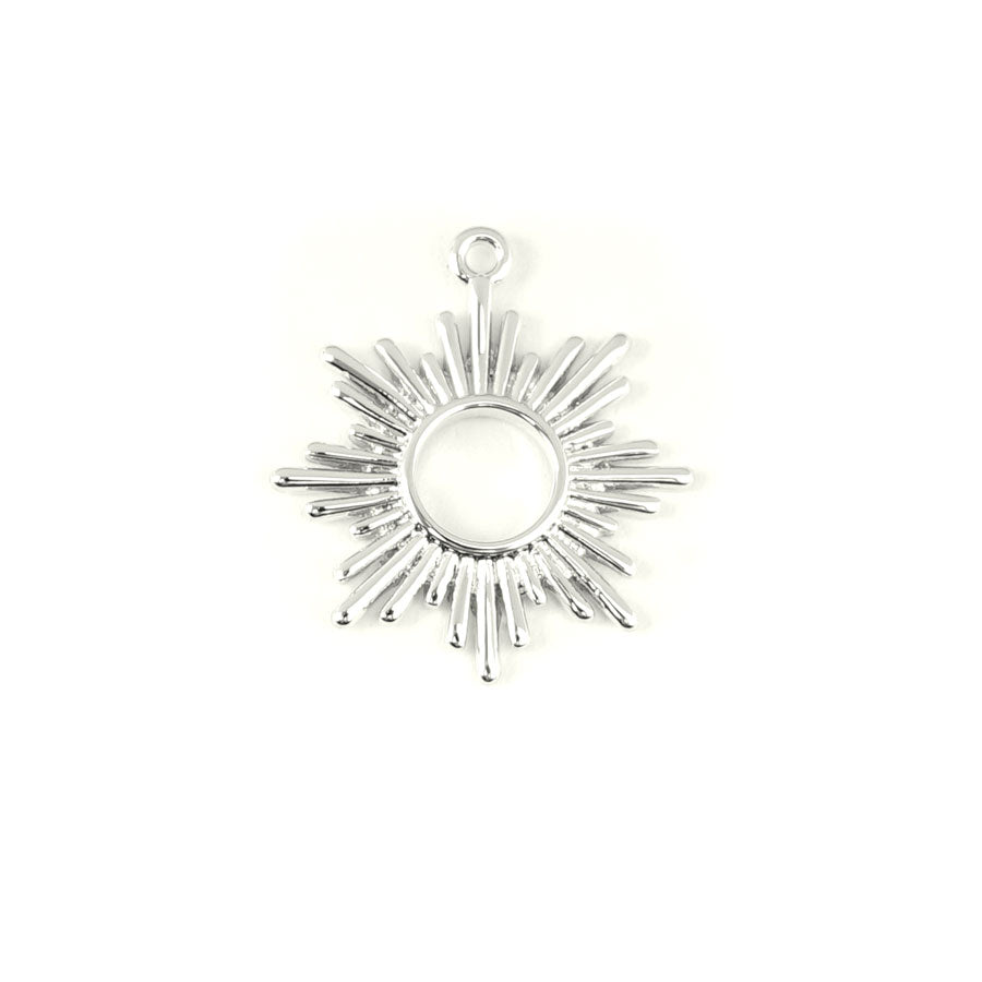 24mm Rhodium Plated Star Burst Charm - Goody Beads