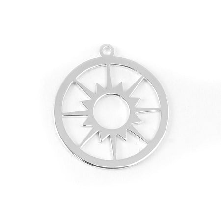 29mm Rhodium Plated Sun Dial Charm/Pendant - Goody Beads