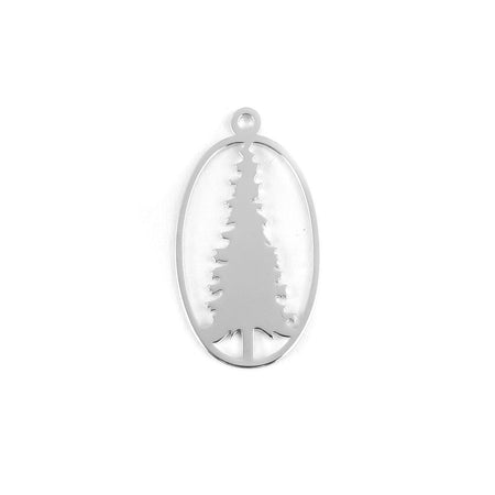 28mm Rhodium Plated Pine Tree Charm/Pendant - Goody Beads