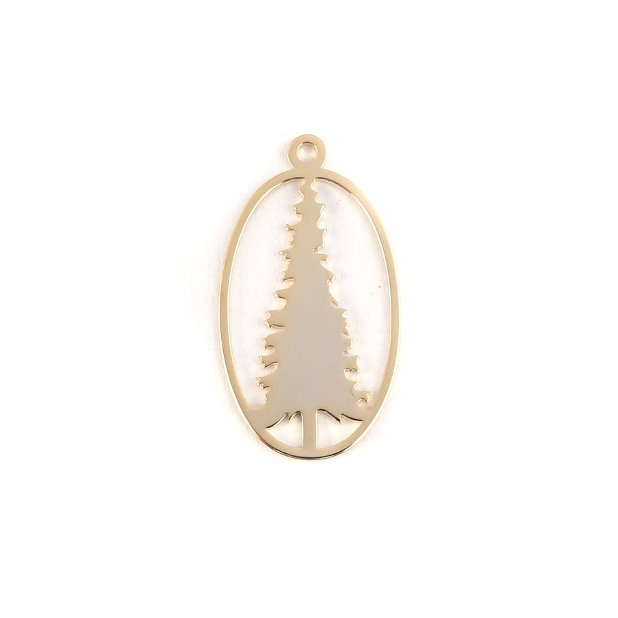 28mm Gold Plated Pine Tree Charm/Pendant - Goody Beads