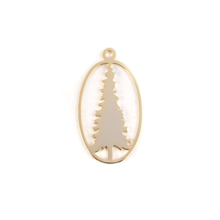 28mm Gold Plated Pine Tree Charm/Pendant - Goody Beads