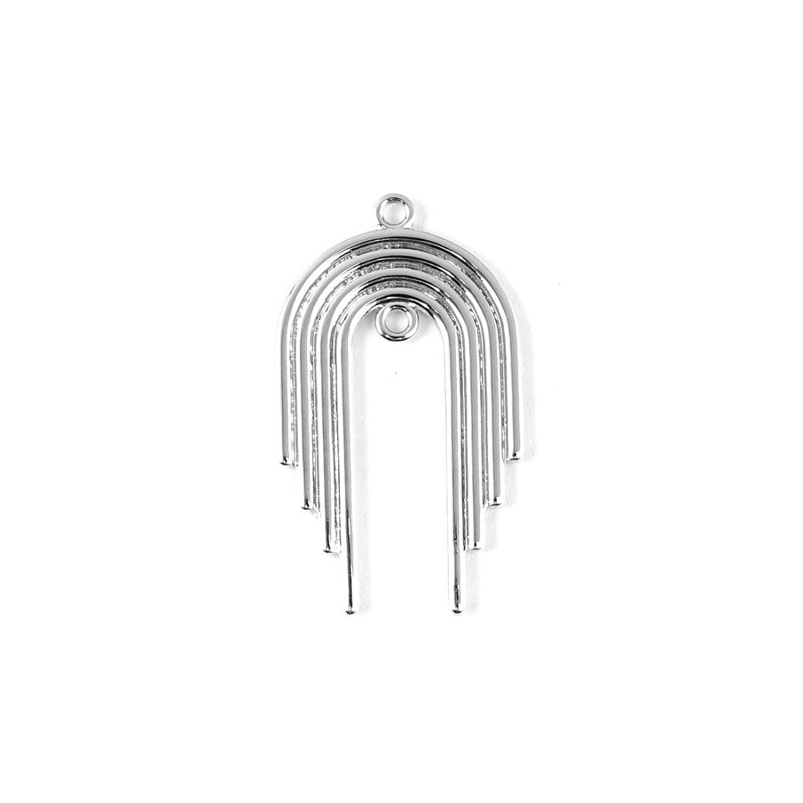 30mm Rhodium Plated Multi Layer Arched Charm/Pendant - Goody Beads