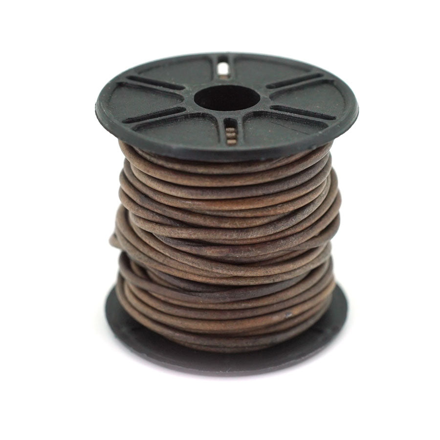 1.5mm Natural Grey Round Leather Cord 10 Meter Spool