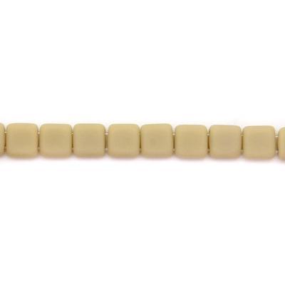 6mm Matte French Beige Two Hole Tile Czech Glass Beads by CzechMates - Goody Beads
