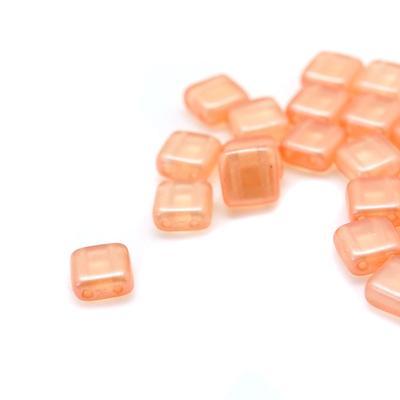 6mm Pearl Lights Pomelo Two Hole Tile Czech Glass Beads by CzechMates - Goody Beads