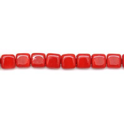 6mm Opaque Red Two Hole Tile Czech Glass Beads by CzechMates - Goody Beads