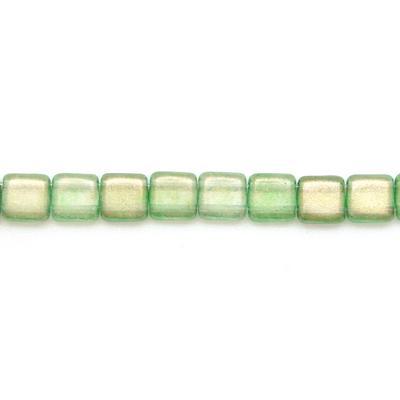 6mm Halo Verona Green Two Hole Tile Czech Glass Beads by CzechMates - Goody Beads