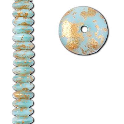 6mm Sea Green Silk with Speckled Gold Finish Czech Disc Spacer Beads from Raven's Journey - Goody Beads