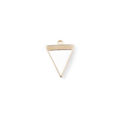 20mm White Enamel Gold Plated Triangle Charm - Goody Beads