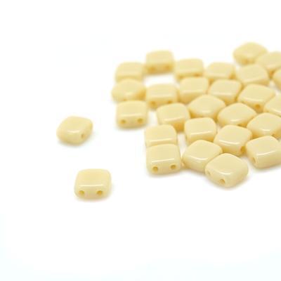 6mm Light Beige Two Hole Tile Czech Glass Beads by CzechBeads - Goody Beads