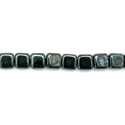 6mm Hematite Two Hole Tile Czech Glass Beads by CzechMates - Goody Beads