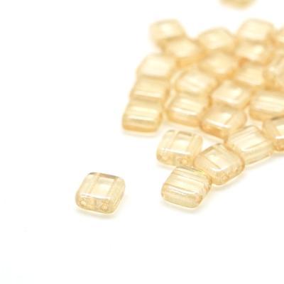 6mm Transparent Champagne Two Hole Tile Czech Glass Beads by CzechMates - Goody Beads