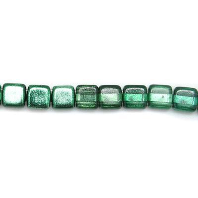 6mm Luster Iris Atlantis Green Two Hole Tile Czech Glass Beads by CzechMates - Goody Beads