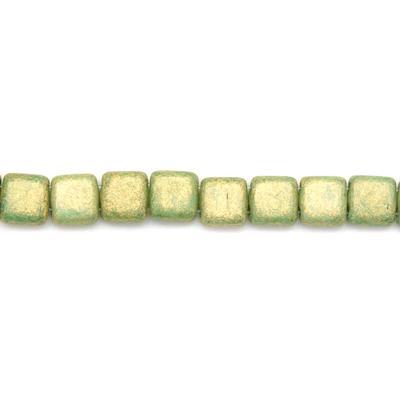 6mm Pacifica Avocado Two Hole Tile Czech Glass Beads by CzechMates - Goody Beads