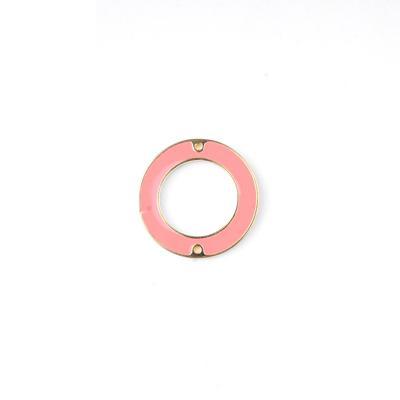 27mm Coral Enamel Gold Plated Ring Connector Pendant - Goody Beads