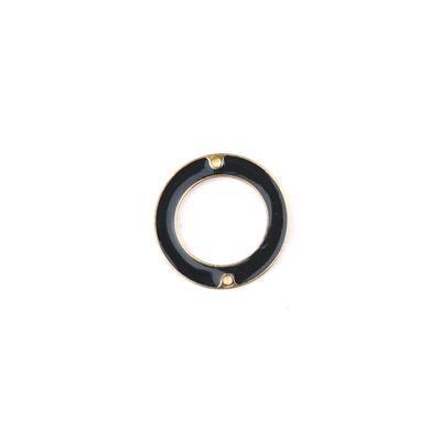 27mm Black Enamel Gold Plated Ring Connector Pendant - Goody Beads