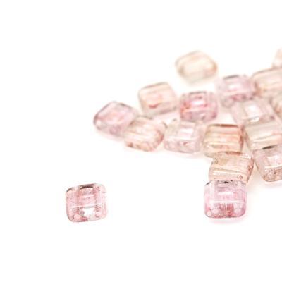 6mm Luster Transparent Topaz Pink Two Hole Tile Czech Glass Beads by CzechMates - Goody Beads