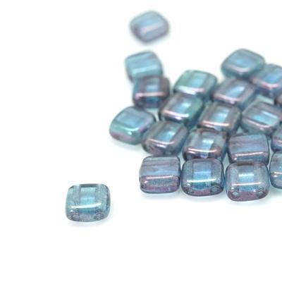 6mm Luster Transparent Amethyst Two Hole Tile Czech Glass Beads by CzechMates - Goody Beads