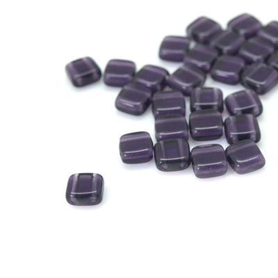 6mm Tanzanite Two Hole Tile Czech Glass Beads by CzechMates - Goody Beads