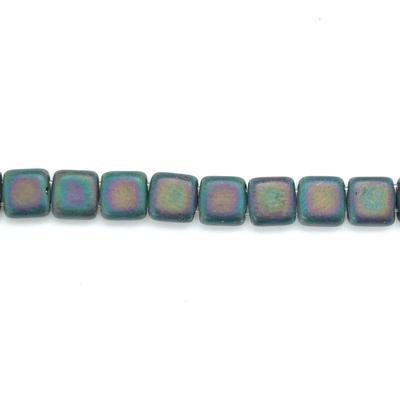 6mm Matte Iris Purple Two Hole Tile Czech Glass Beads by CzechMates - Goody Beads