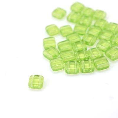 6mm Olivine Two Hole Tile Czech Glass Beads by CzechMates - Goody Beads