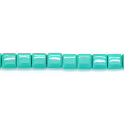 6mm Persian Turquoise Two Hole Tile Czech Glass Beads by CzechMates - Goody Beads