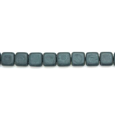 6mm Matte Hematite Two Hole Tile Czech Glass Beads by CzechMates - Goody Beads