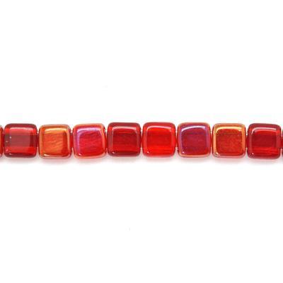 6mm Twilight Siam Ruby Two Hole Tile Czech Glass Beads by CzechMates - Goody Beads