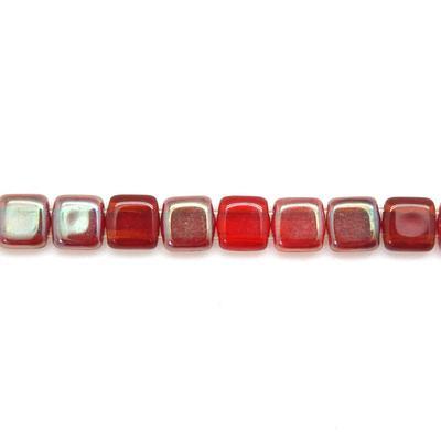 6mm Celsian Siam Ruby Two Hole Tile Czech Glass Beads by CzechMates - Goody Beads