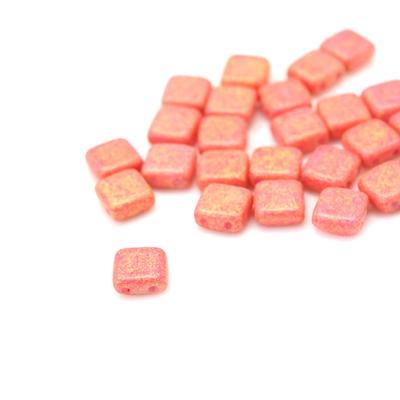 6mm Pacifica Watermelon Two Hole Tile Czech Glass Beads by CzechMates - Goody Beads