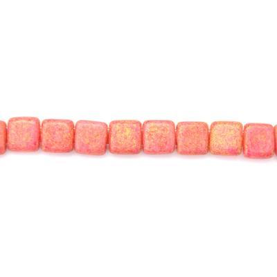 6mm Pacifica Watermelon Two Hole Tile Czech Glass Beads by CzechMates - Goody Beads