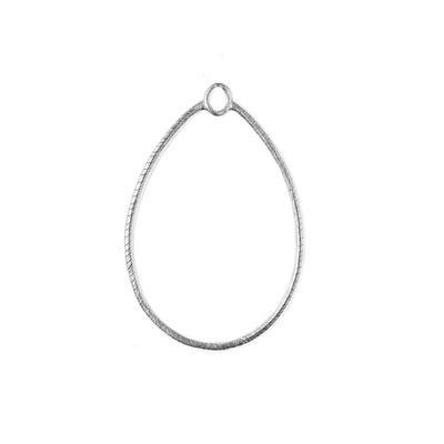 42x32mm Antique Silver Etched Teardrop Hoop - Goody Beads