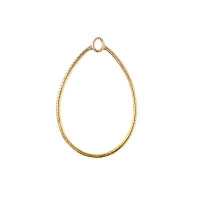 42x32mm Satin Gold Etched Teardrop Hoop - Goody Beads