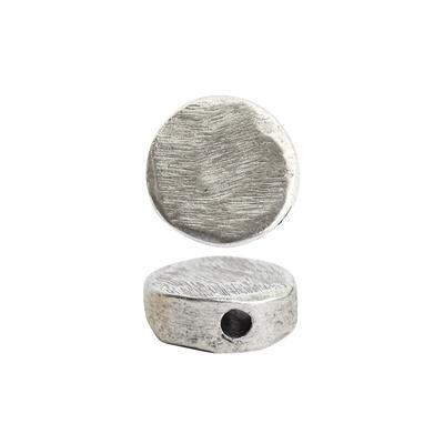 11mm Antique .999 Fine Silver Plated Pewter Mini Organic Flat Circle Metal Bead by Nunn Design - Goody Beads