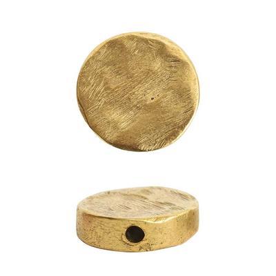 15mm 24k Gold Plated Pewter Organic Flat Circle Metal Bead by Nunn Design - Goody Beads