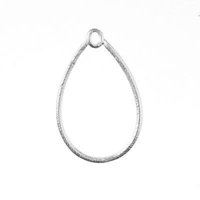 39x25mm Antique Silver Etched Teardrop Hoop - Goody Beads