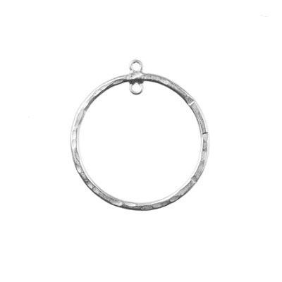 36mm Antique Silver Textured Round Hoop - Goody Beads