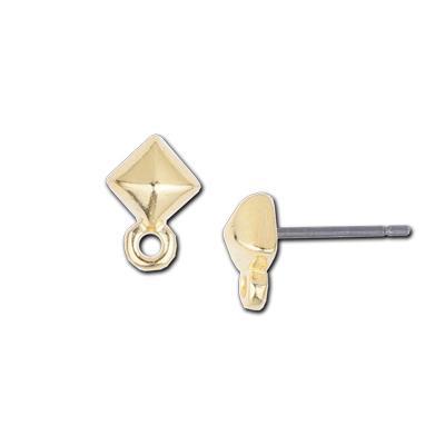 9mm Gold Diamond Post Earring with Loop - Goody Beads