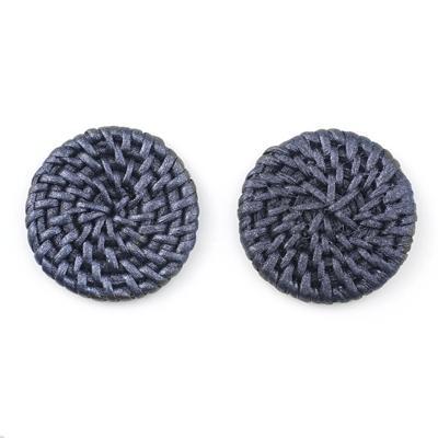 Black Handmade Woven Rattan Straw Disc Pendant/Connector - Goody Beads