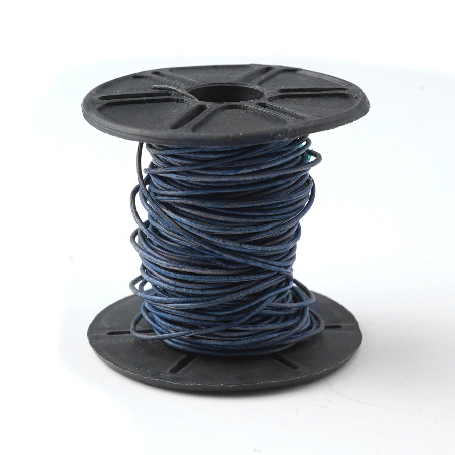 .5mm Natural Blue Round Leather Cord 10 Meter Spool