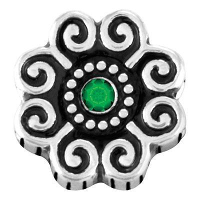 Emerald Stone Curly Flower Slider Charm - Goody Beads