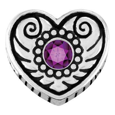 Heart with Amethyst Stone Slider Charm - Goody Beads