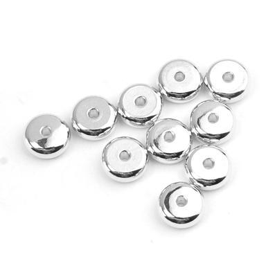 6mm Silver Plated Brass Heishi Beads - Goody Beads