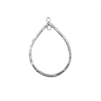 43x31mm Antique Silver Textured Teardrop Hoop - Goody Beads