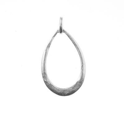 36x20mm Antique Silver Textured Teardrop Hoop - Goody Beads