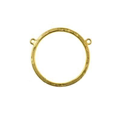 33mm Satin Gold Textured Round Connector - Goody Beads