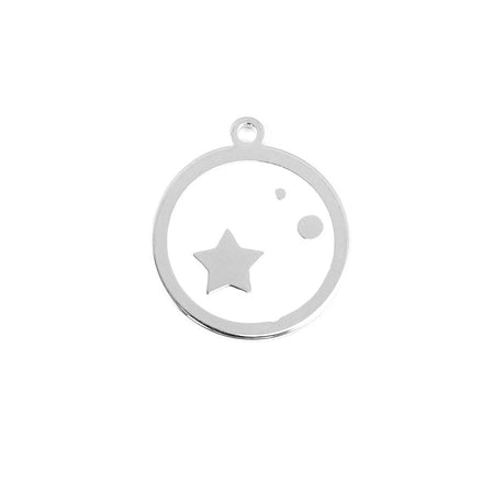 22mm Rhodium Plated Star Charm with White Enamel - Goody Beads