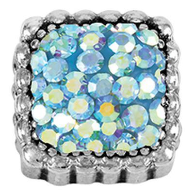 Aqua AB Stones Lavish Square Slider Charm - Goody Beads