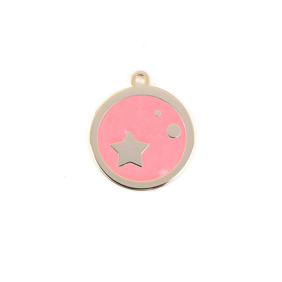 22mm Gold Plated Star Charm with Coral Enamel - Goody Beads